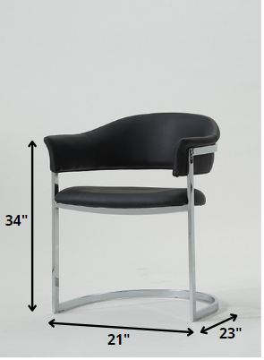 30' Black Leatherette And Stainless Steel Dining Chair By Homeroots | Dining Chairs | Modishstore - 2