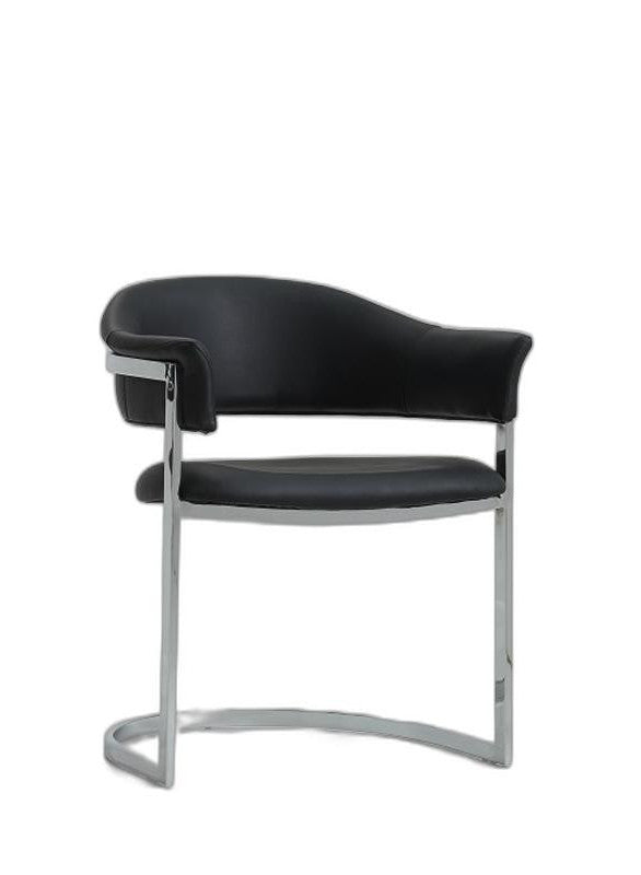30' Black Leatherette And Stainless Steel Dining Chair By Homeroots | Dining Chairs | Modishstore - 4
