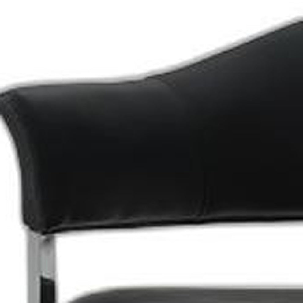 30' Black Leatherette And Stainless Steel Dining Chair By Homeroots | Dining Chairs | Modishstore - 5
