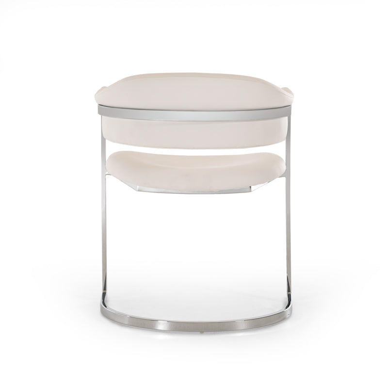 30' White Leatherette And Stainless Steel Dining Chair By Homeroots | Dining Chairs | Modishstore - 4