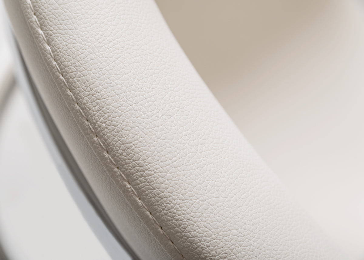 30' White Leatherette And Stainless Steel Dining Chair By Homeroots | Dining Chairs | Modishstore - 5