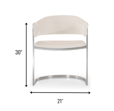 30' White Leatherette And Stainless Steel Dining Chair By Homeroots | Dining Chairs | Modishstore - 6