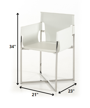 34' White Eco Leather And Stainless Steel Dining Chair By Homeroots | Dining Chairs | Modishstore - 2