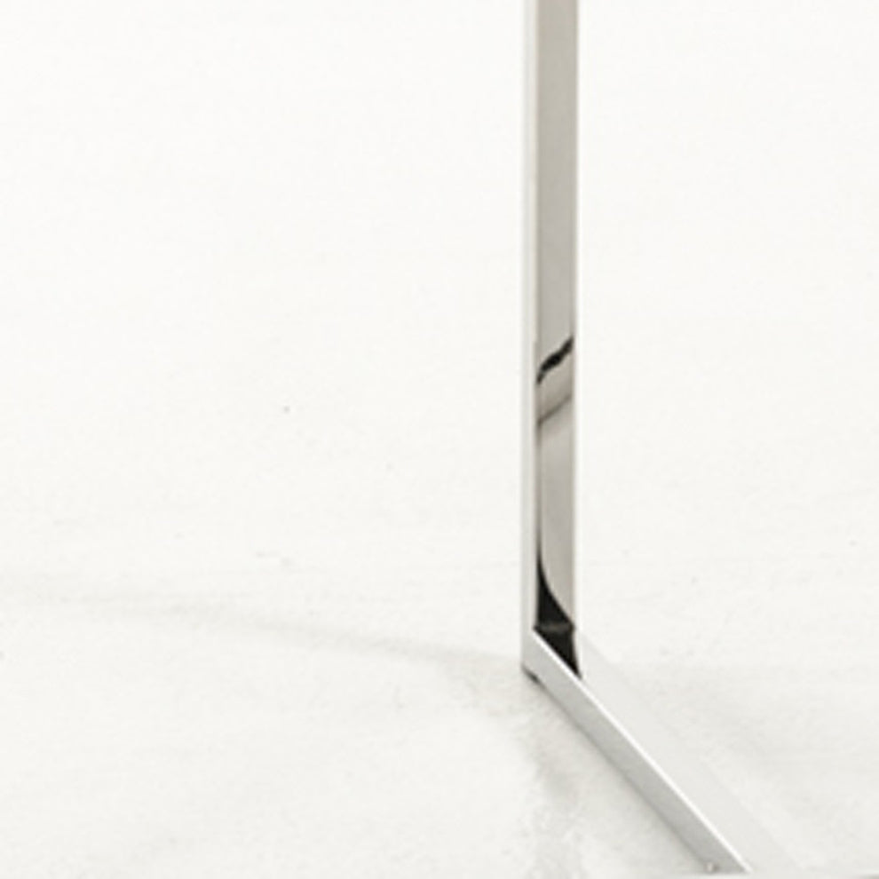 34' White Eco Leather And Stainless Steel Dining Chair By Homeroots | Dining Chairs | Modishstore - 5
