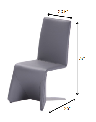 Set Of Two Gray Contemporary Faux Leather Dining Chairs By Homeroots | Dining Chairs | Modishstore - 2