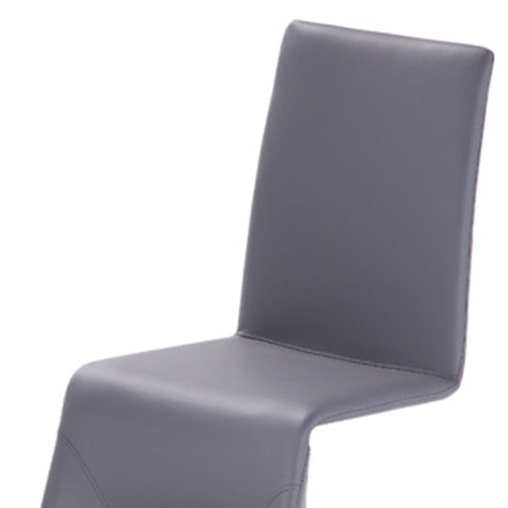 Set Of Two Gray Contemporary Faux Leather Dining Chairs By Homeroots | Dining Chairs | Modishstore - 4
