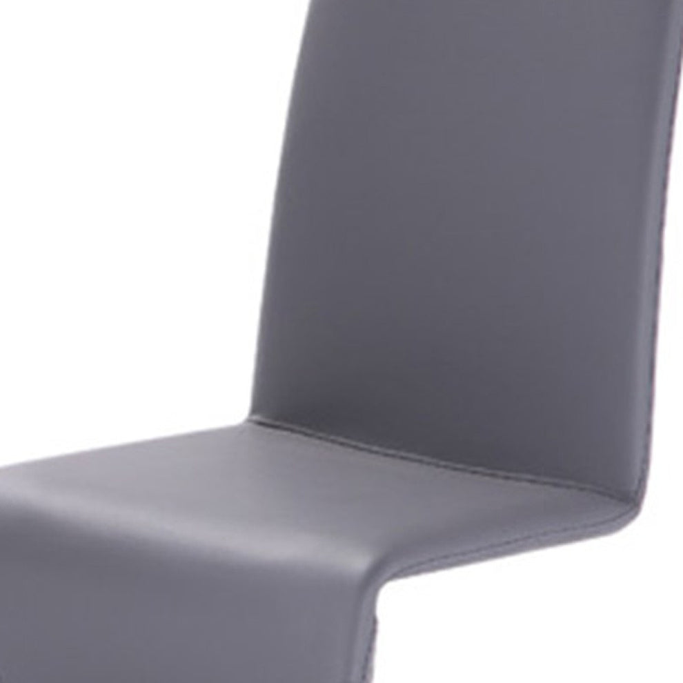 Set Of Two Gray Contemporary Faux Leather Dining Chairs By Homeroots | Dining Chairs | Modishstore - 5
