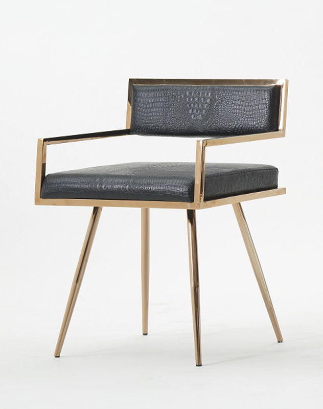30' Black Leatherette And Rosegold Stainless Steel Dining Chair By Homeroots | Dining Chairs | Modishstore - 2