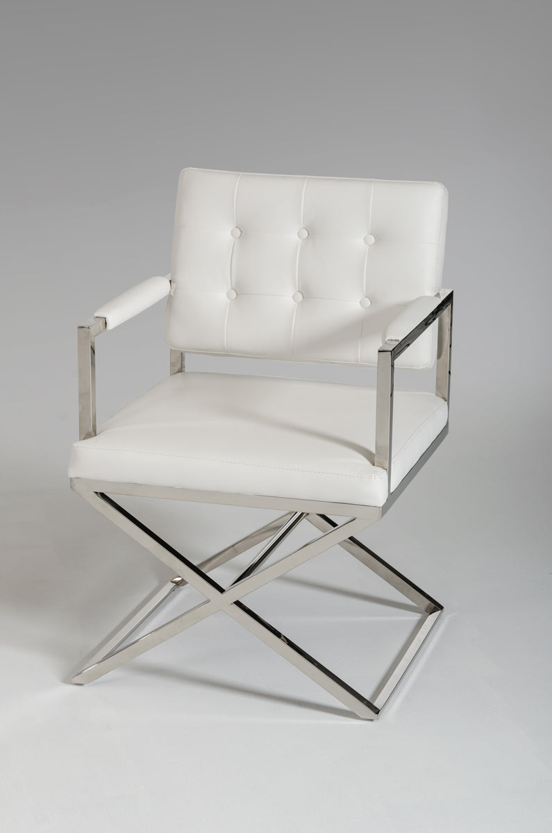 35' Black Leatherette And Stainless Steel Dining Chair By Homeroots | Dining Chairs | Modishstore - 5