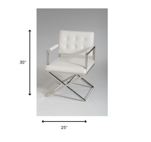 35' Black Leatherette And Stainless Steel Dining Chair By Homeroots | Dining Chairs | Modishstore - 8