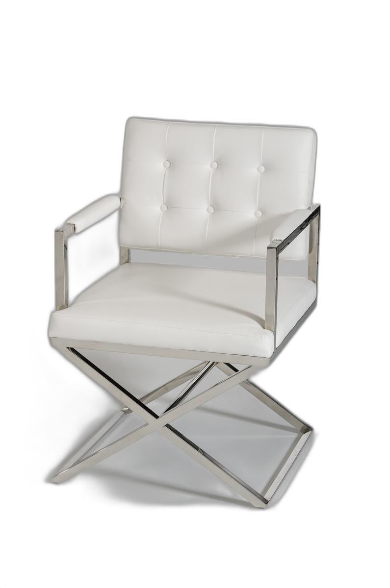 35' Black Leatherette And Stainless Steel Dining Chair By Homeroots | Dining Chairs | Modishstore - 9