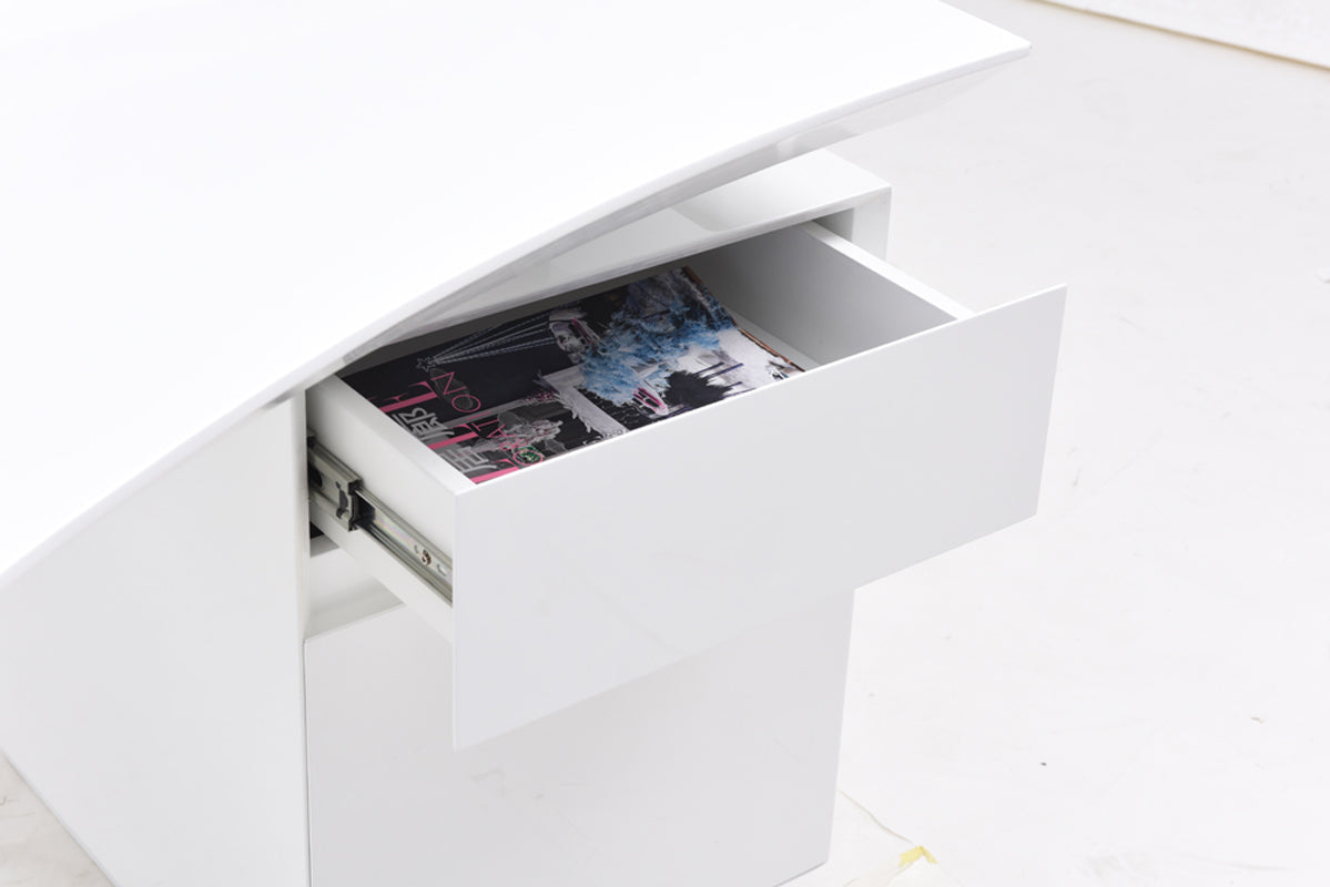 30 White Stainless Steel Office Desk By Homeroots | Desks | Modishstore - 3