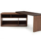 29 Walnut and Brown Veneer L Shaped Desk with a Leather Top By Homeroots | Desks | Modishstore