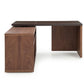 29 Walnut and Brown Veneer L Shaped Desk with a Leather Top By Homeroots | Desks | Modishstore - 2