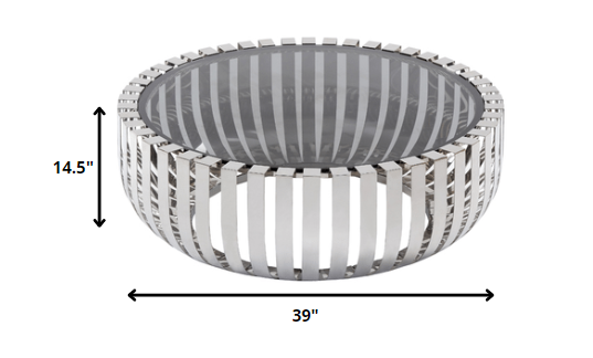 14' Glass and Stainless Steel Round Coffee Table By Homeroots | Coffee Tables | Modishstore - 2
