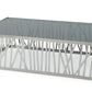 32' Glass and Stainless Steel Coffee Table By Homeroots | Coffee Tables | Modishstore - 2