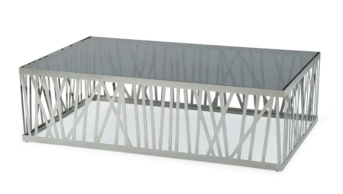 32' Glass and Stainless Steel Coffee Table By Homeroots | Coffee Tables | Modishstore - 2