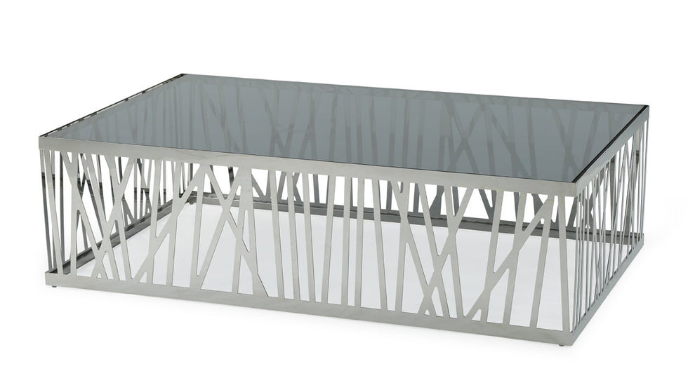 32' Glass and Stainless Steel Coffee Table By Homeroots | Coffee Tables | Modishstore - 2