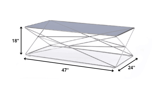 18' Smoked Glass and Stainless Steel Coffee Table By Homeroots | Coffee Tables | Modishstore - 2
