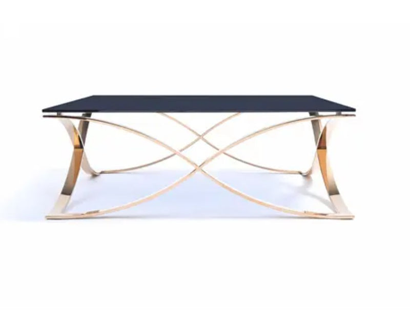 14' Smoked Glass and Rosegold Stainless Steel Coffee Table By Homeroots | Coffee Tables | Modishstore