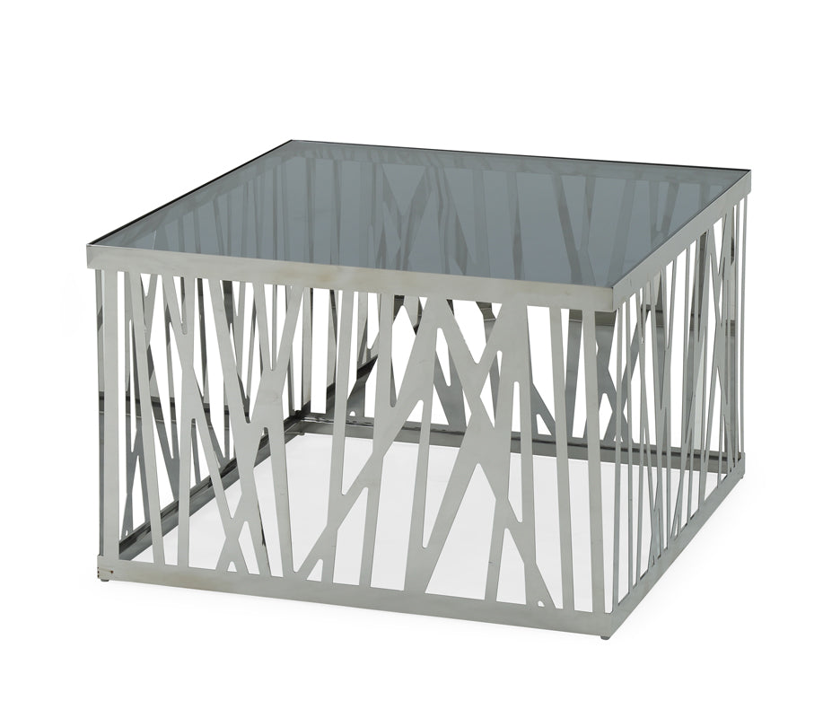 18' Glass and Stainless Steel End Table By Homeroots | End Tables | Modishstore - 2