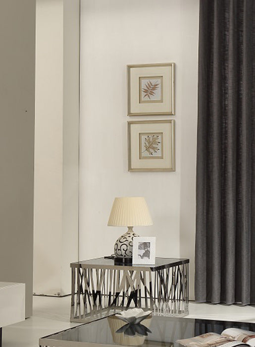 18' Glass and Stainless Steel End Table By Homeroots | End Tables | Modishstore