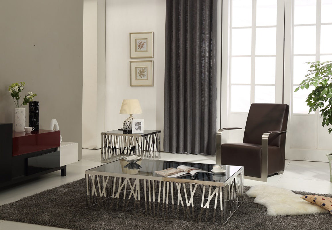 18' Glass and Stainless Steel End Table By Homeroots | End Tables | Modishstore - 3