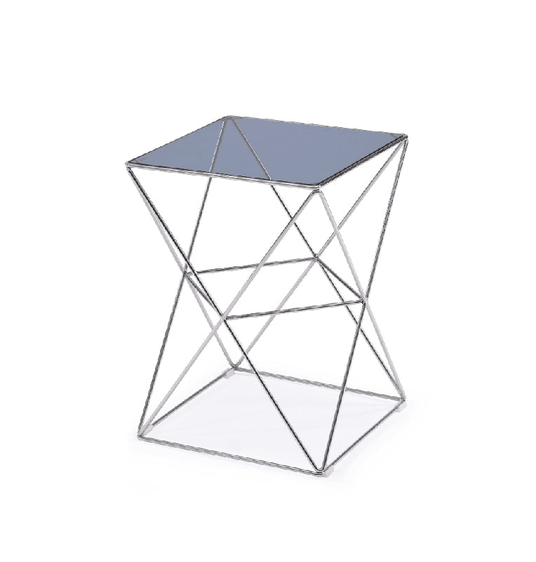 22' Glass and Stainless Steel End Table By Homeroots | End Tables | Modishstore
