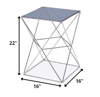 22' Glass and Stainless Steel End Table By Homeroots | End Tables | Modishstore - 2
