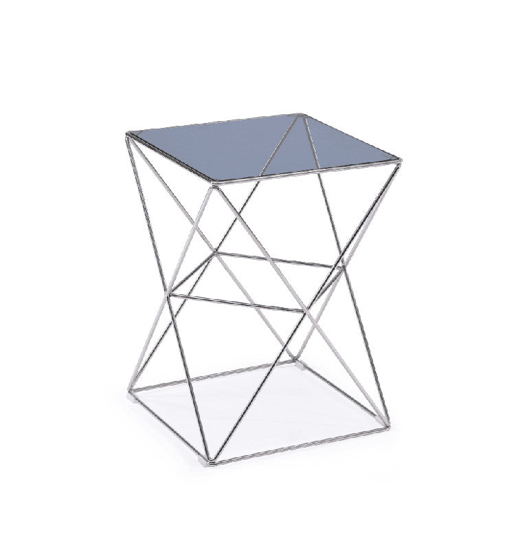 22' Glass and Stainless Steel End Table By Homeroots | End Tables | Modishstore - 3