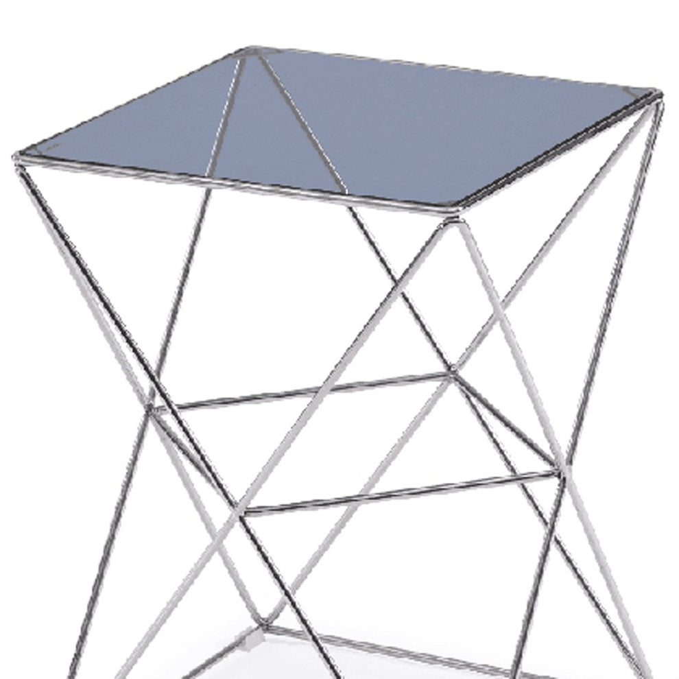 22' Glass and Stainless Steel End Table By Homeroots | End Tables | Modishstore - 4