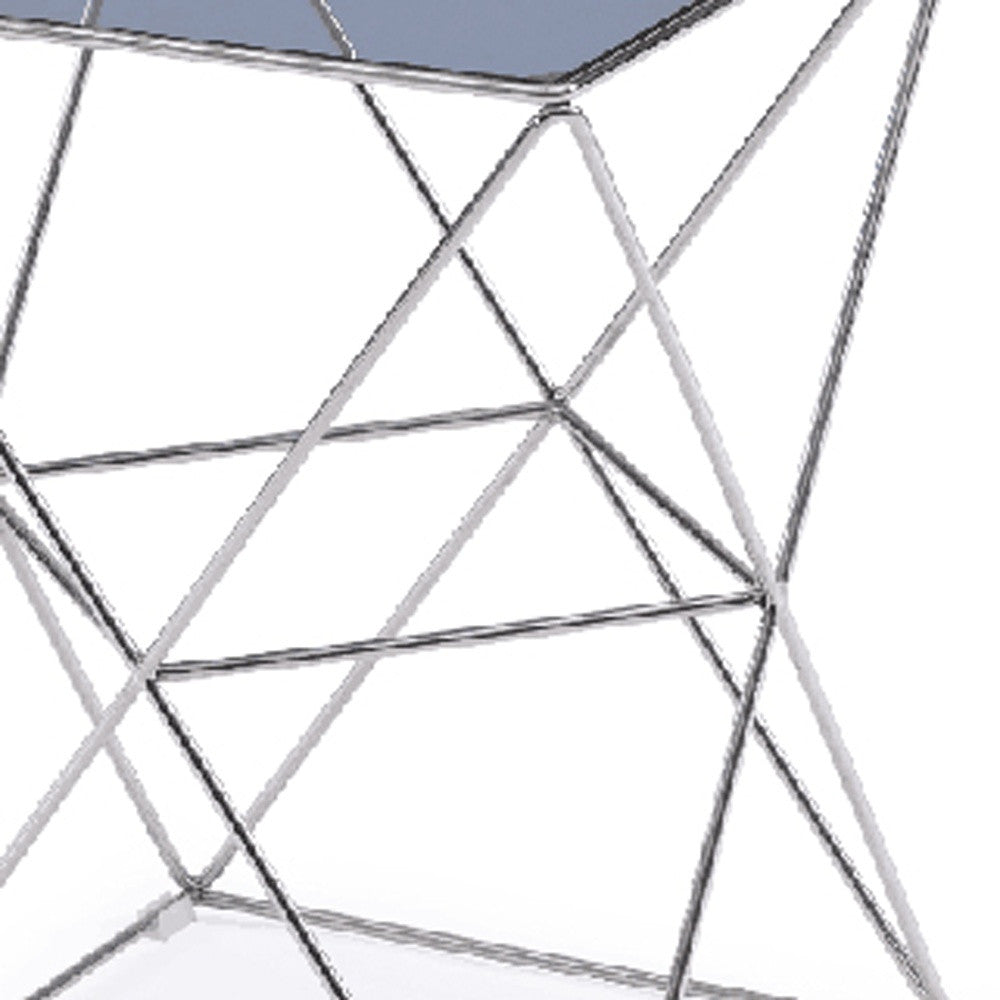 22' Glass and Stainless Steel End Table By Homeroots | End Tables | Modishstore - 5