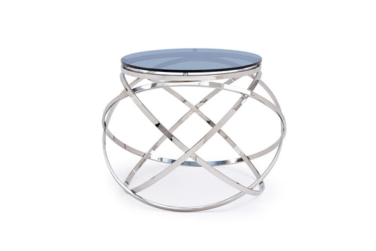 14' Smoked Glass and Stainless Steel End Table By Homeroots | End Tables | Modishstore