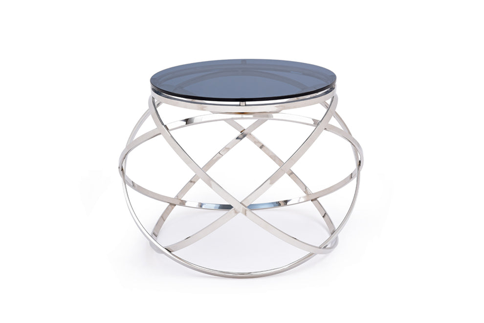 14' Smoked Glass and Stainless Steel End Table By Homeroots | End Tables | Modishstore - 2