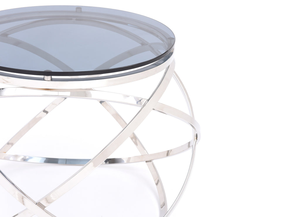 14' Smoked Glass and Stainless Steel End Table By Homeroots | End Tables | Modishstore - 4
