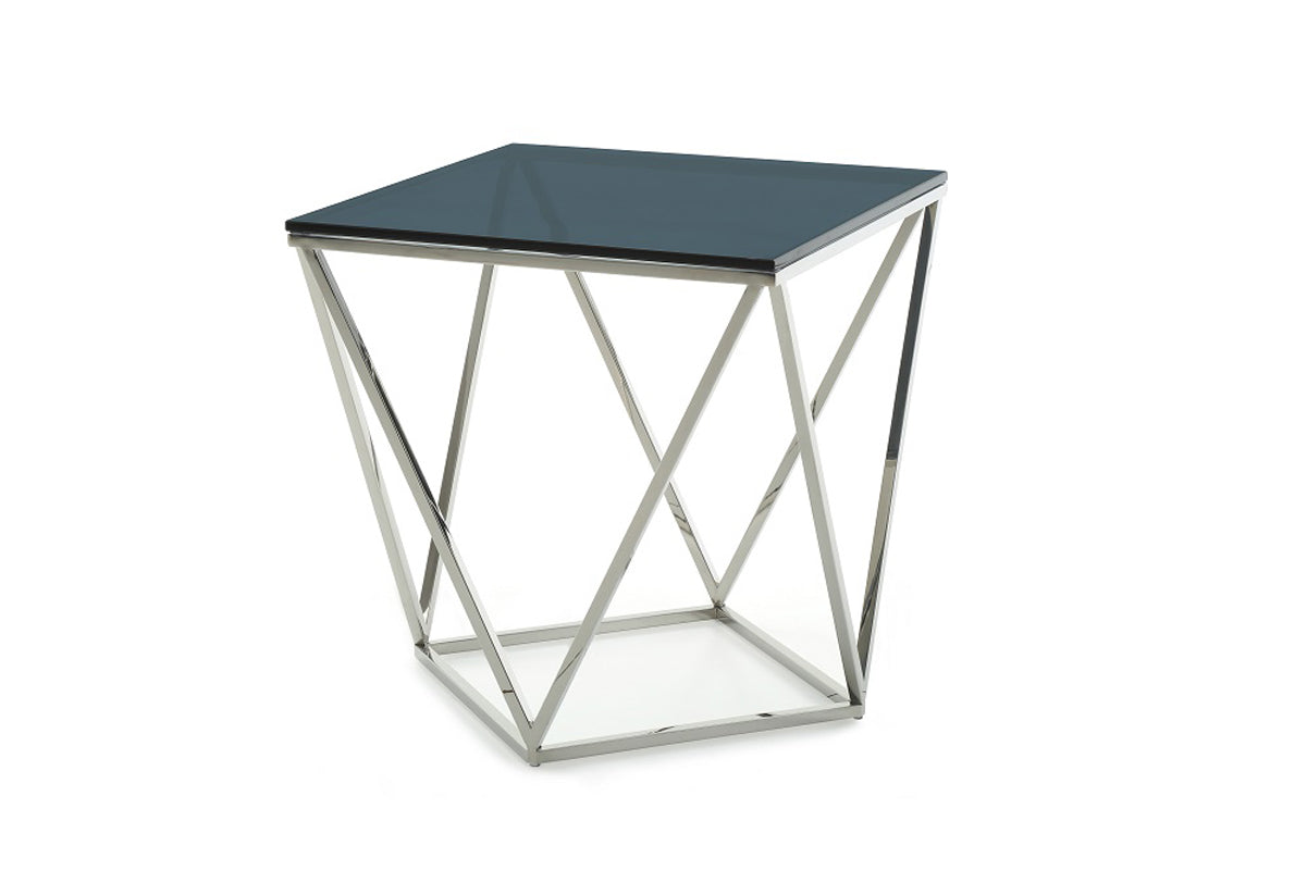 25' Glass and Stainless Steel End Table By Homeroots | End Tables | Modishstore - 2