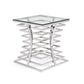 22' Glass and Stainless Steel Square End Table By Homeroots | End Tables | Modishstore - 2