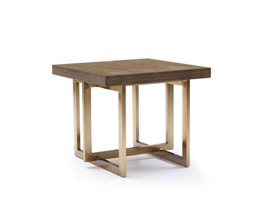 Modrest Pike Modern Elm & Antique Brass End Table By Homeroots | End Tables | Modishstore