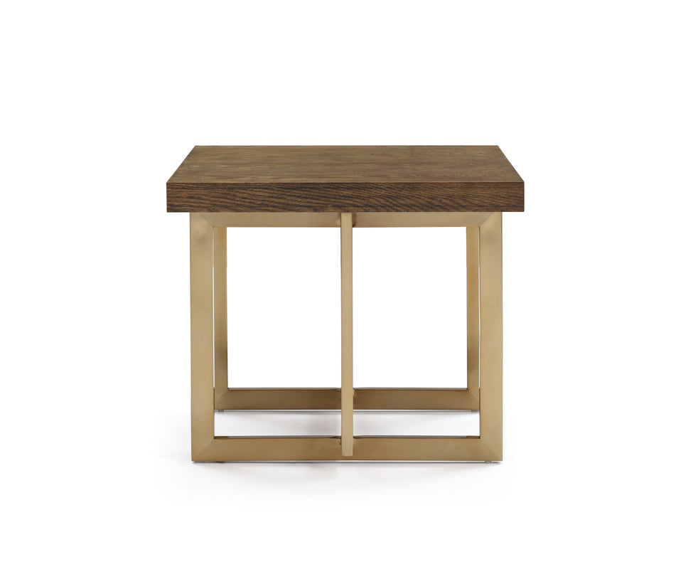 Modrest Pike Modern Elm & Antique Brass End Table By Homeroots | End Tables | Modishstore - 2