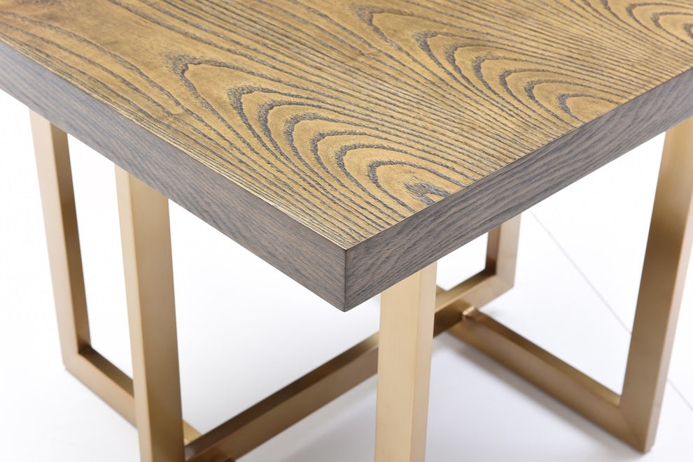 Modrest Pike Modern Elm & Antique Brass End Table By Homeroots | End Tables | Modishstore - 3