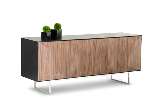 32' Wenge Veneer And Stainless Steel Buffet With Walnut Doors By Homeroots | Sideboards | Modishstore