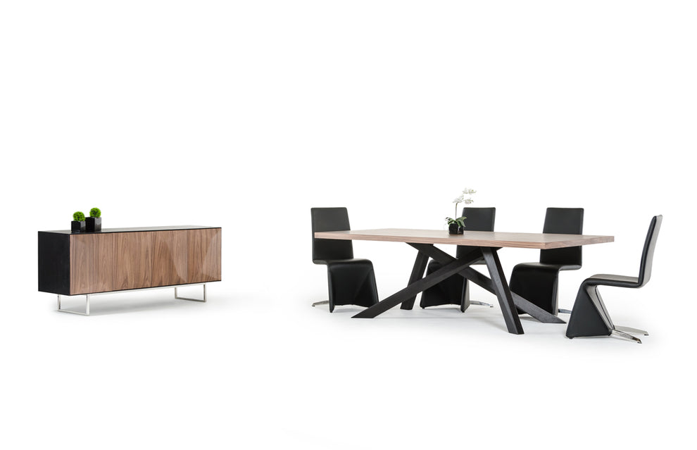 32' Wenge Veneer And Stainless Steel Buffet With Walnut Doors By Homeroots | Sideboards | Modishstore - 3