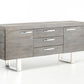 34' Grey Veneer And Steel Buffet With 3 Drawers And 2 Doors By Homeroots | Sideboards | Modishstore
