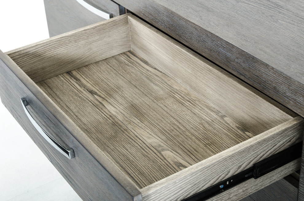 34' Grey Veneer And Steel Buffet With 3 Drawers And 2 Doors By Homeroots | Sideboards | Modishstore - 4