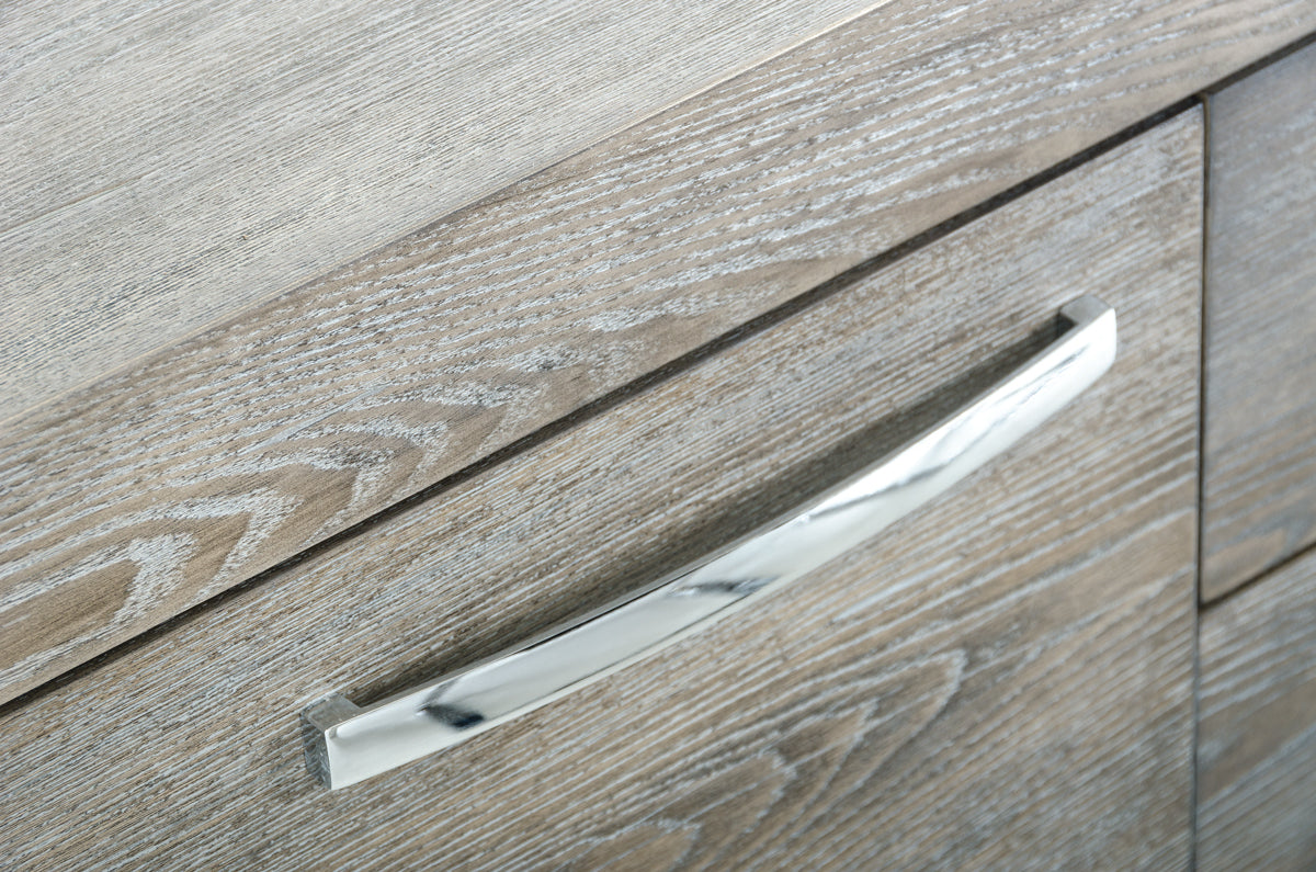 34' Grey Veneer And Steel Buffet With 3 Drawers And 2 Doors By Homeroots | Sideboards | Modishstore - 5