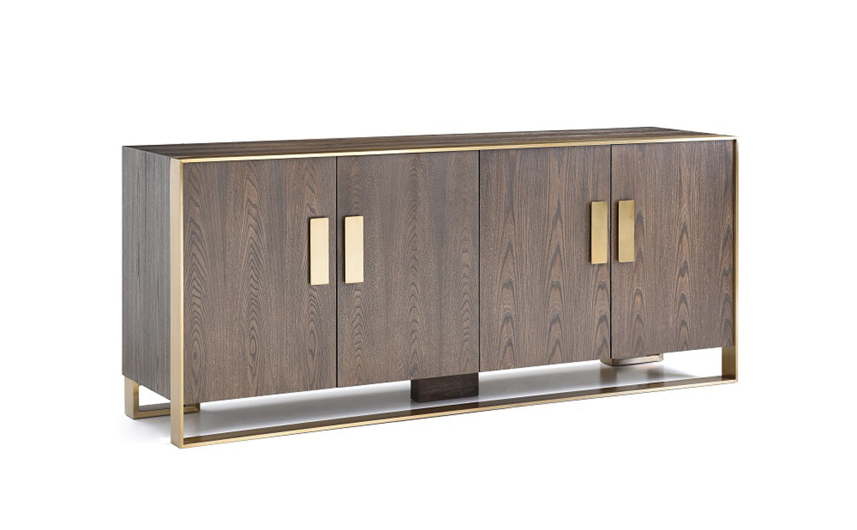33' Veneer And Antique Brass Buffet By Homeroots | Sideboards | Modishstore - 2