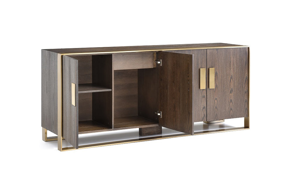 33' Veneer And Antique Brass Buffet By Homeroots | Sideboards | Modishstore - 3