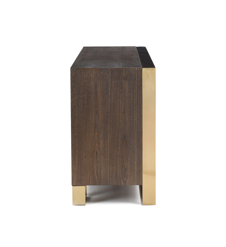 33' Veneer And Antique Brass Buffet By Homeroots | Sideboards | Modishstore - 4