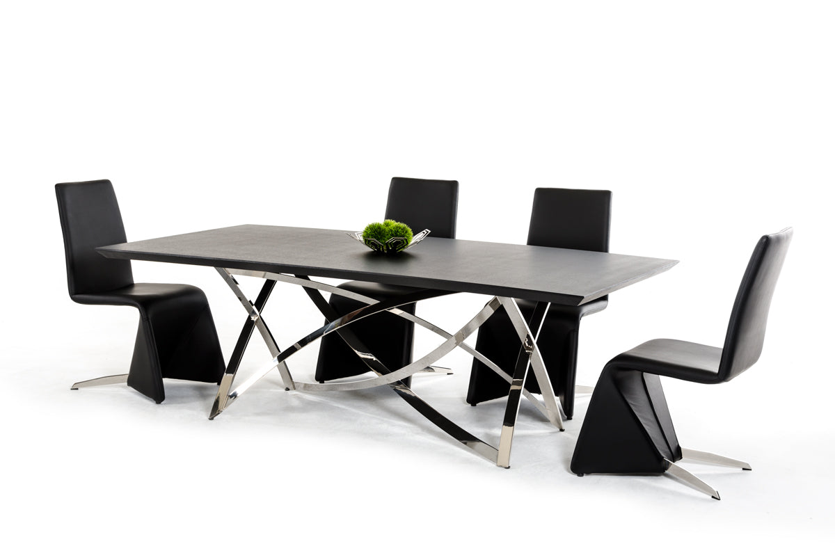30" Wenge Veneer And Stainless Steel Dining Table By Homeroots | Dining Tables | Modishstore