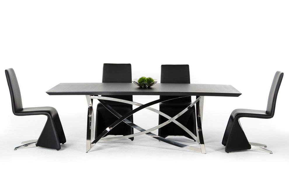 30" Wenge Veneer And Stainless Steel Dining Table By Homeroots | Dining Tables | Modishstore - 2